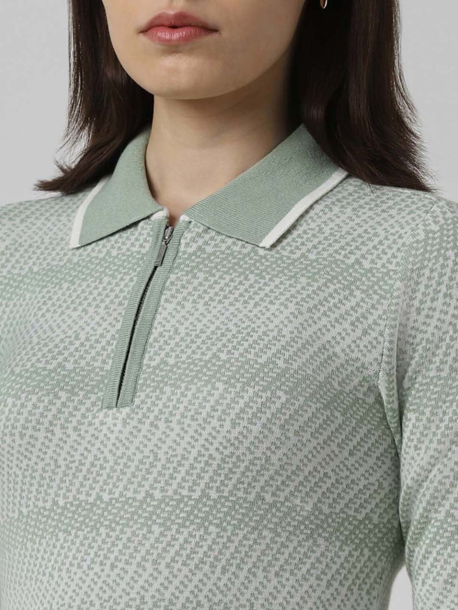 Van Heusen Green Self Pattern Top