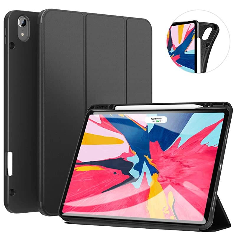 for iPad Pro 129 Inch 2018 Full Body Protective Rugged Shockproof Case with iPad Pencil Holder Auto SleepWake Support iPad Pencil Charging for iPad Pro 129 Inch 3rd Gen Black