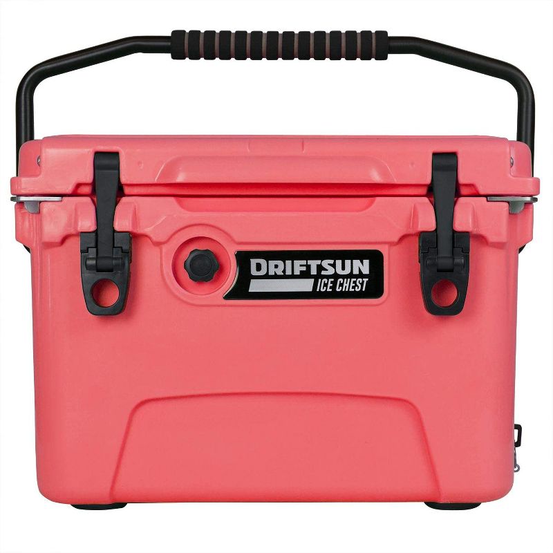 Driftsun Heavy Duty Rotomolded Thermoplastic UV Resistant Portable Commercial Grade Personal 20 Quart Insulated Hard Ice Chest Beverage Cooler, Coral