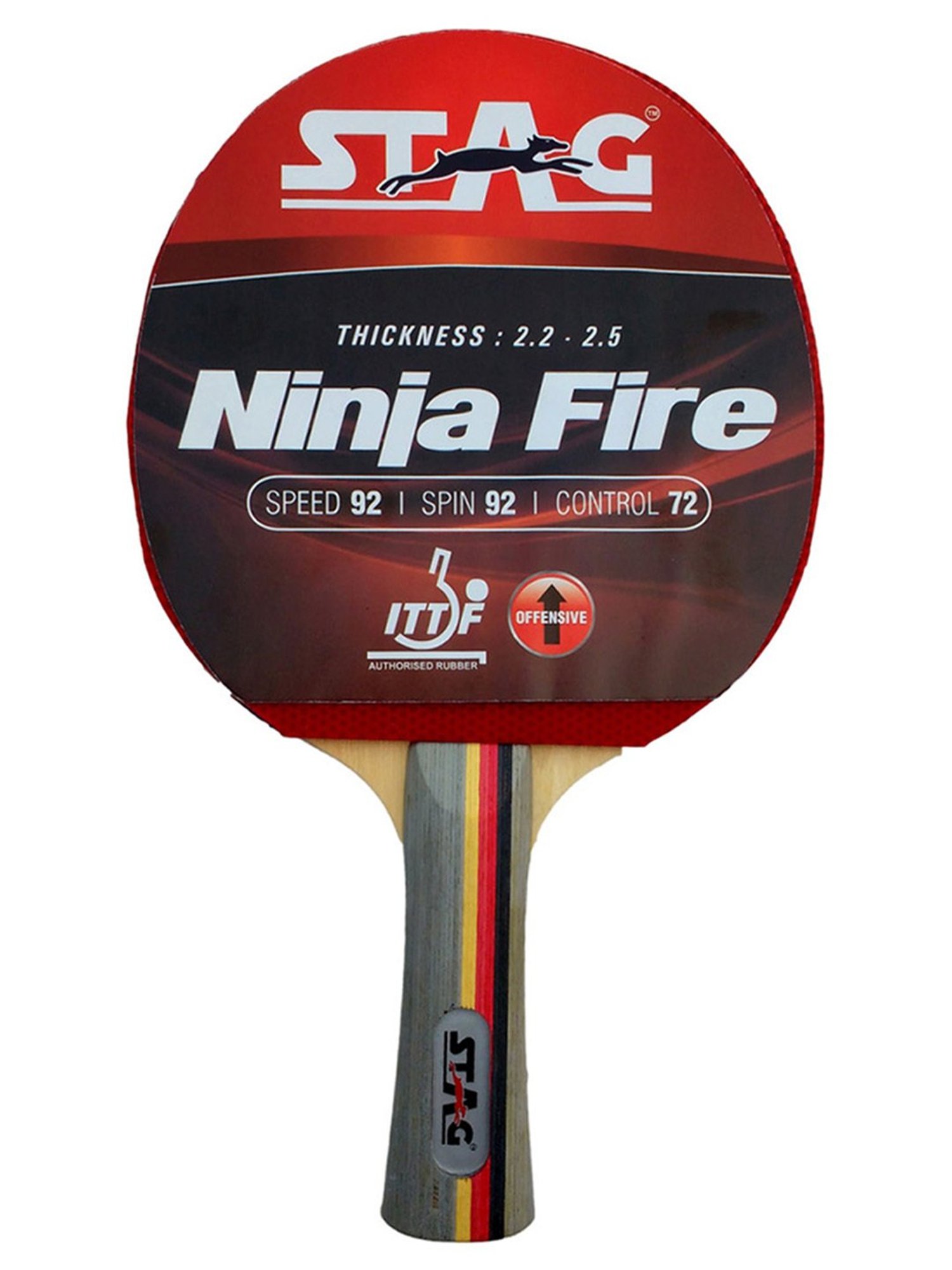 Stag Global Advanced ITTF Approved Rubber Ninja Fire Table Tennis Racquet (Multicolor)