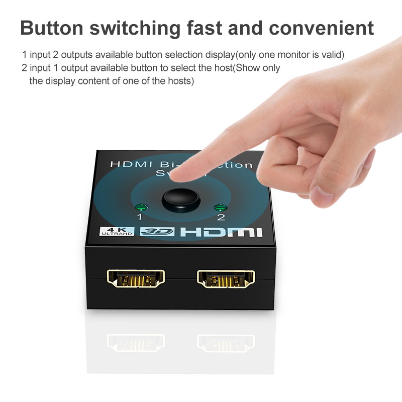 HDMI Splitter 4K 1080P Switch Bi-Direction 1x2/2x1 Adapter HDMI Switcher 2 in 1 out for PS4/3 TV Box Nitendo Switch