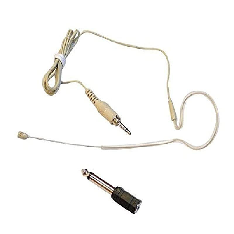 Over Ear Boom Microphone Headset Professional Hands Free Omnidirectional Wired Audio Condenser Microphone Headset w 35mm 14quot Adapter 12m Cable and Windscreen  Pro PMEM1 Beige