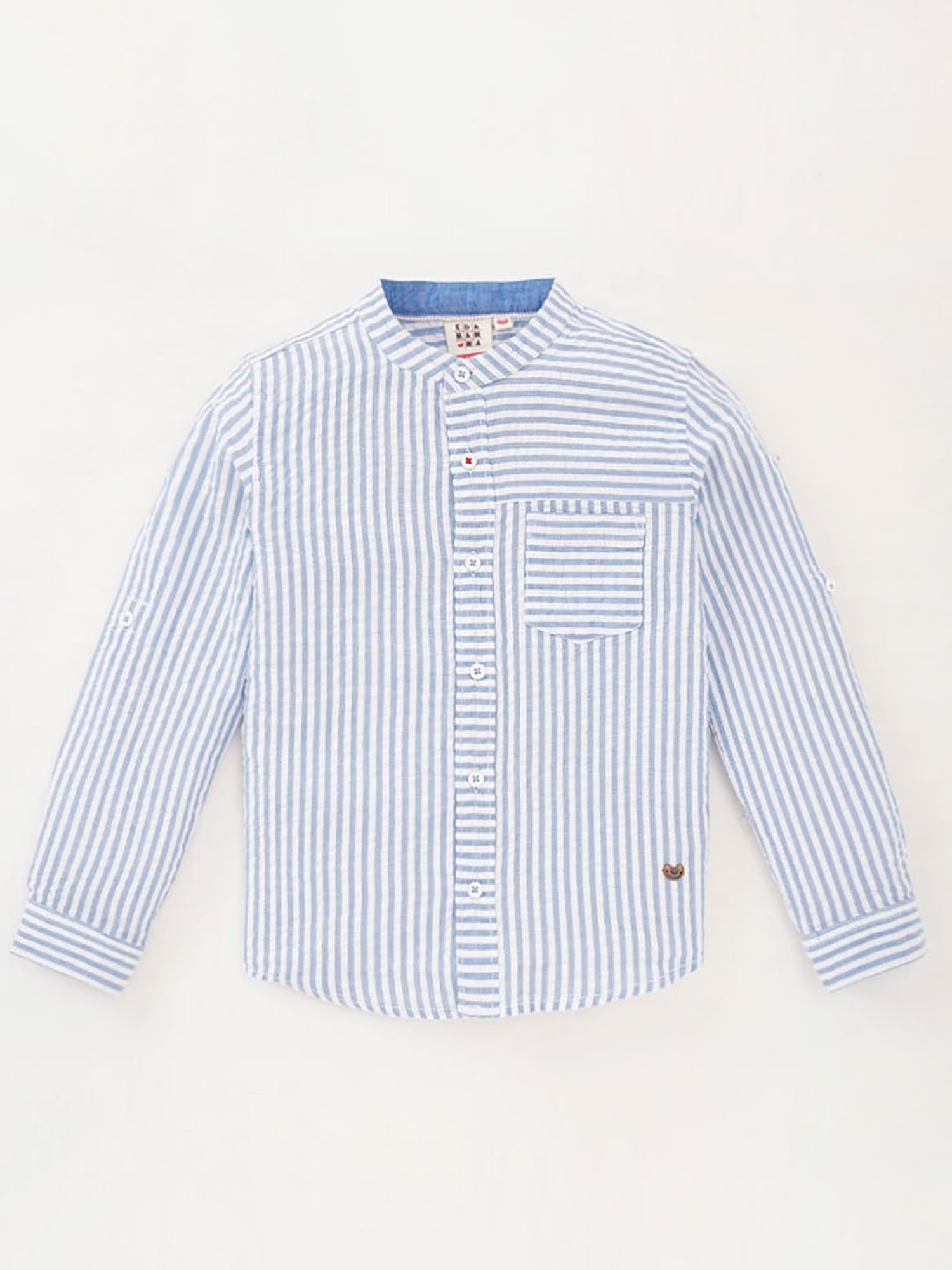 Ed-a-Mamma Kids Blue Striped Full Sleeves Shirt