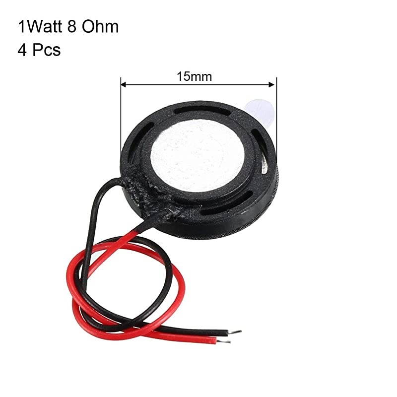 1Watt 8 Ohm 15mm Dia 2-Wired Round Mini Magnet MP3 MP4 Phone Speaker Loudspeaker 4 Pcs