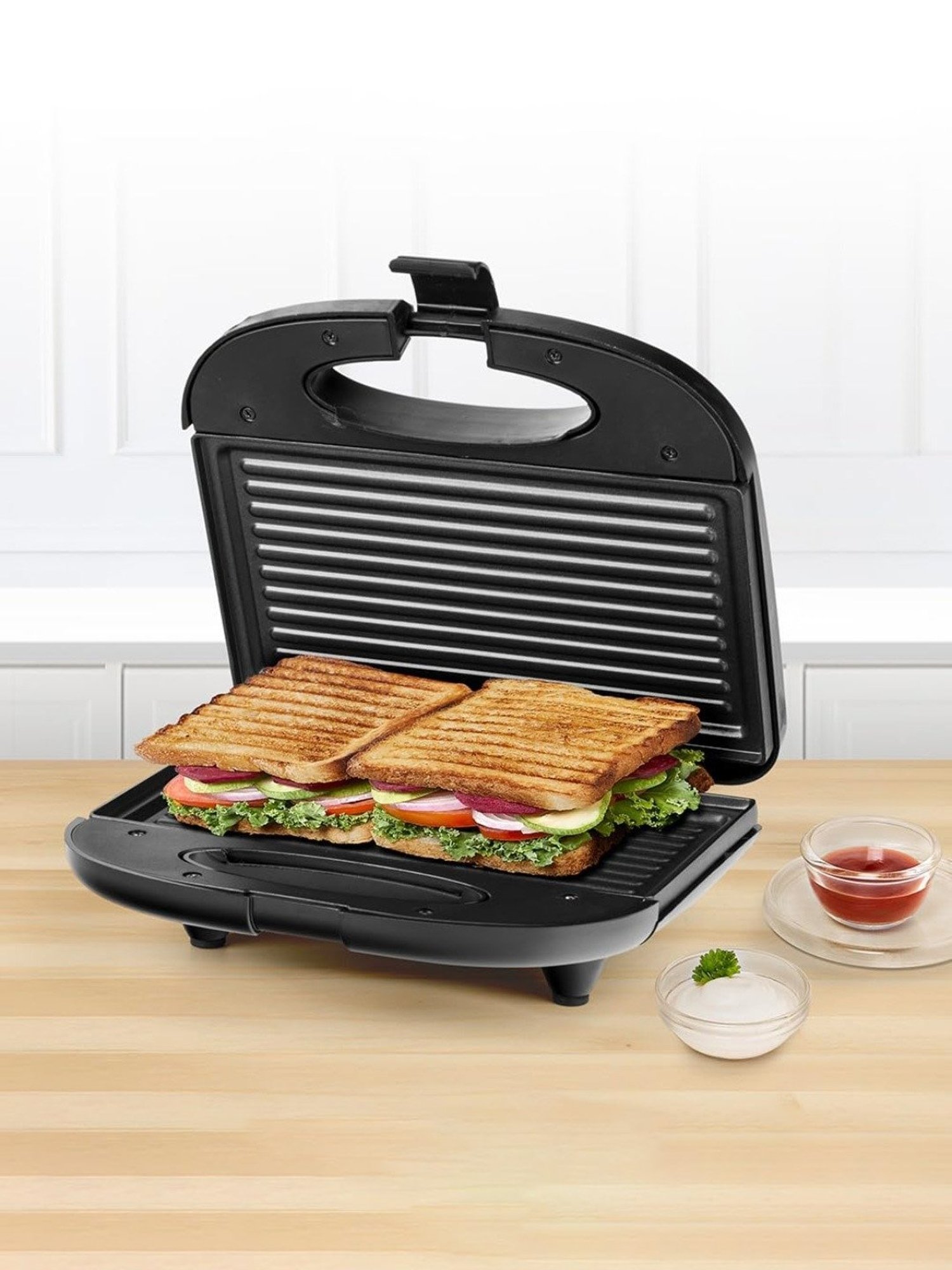 Borosil Sandwich Maker 2000W with Non stick coating (Black)