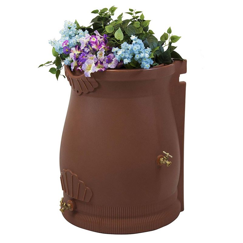 Good Ideas Rain Wizard 50 Gallon Rain Barrel Water Collector Urn with Brass Spigot, Terra Cotta