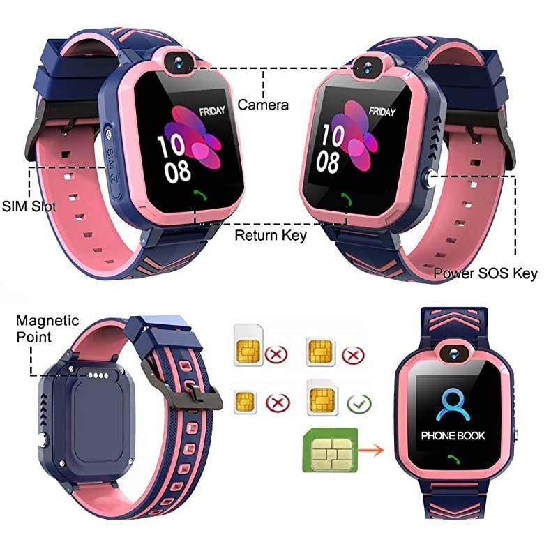 Waterproof Smart Watch Phone GPSLBS Tracker Smart Watch for for 312 Year Old Compatible iOS Android Smart Watch Christmas Birthday Gifts for Excluding SIM Card