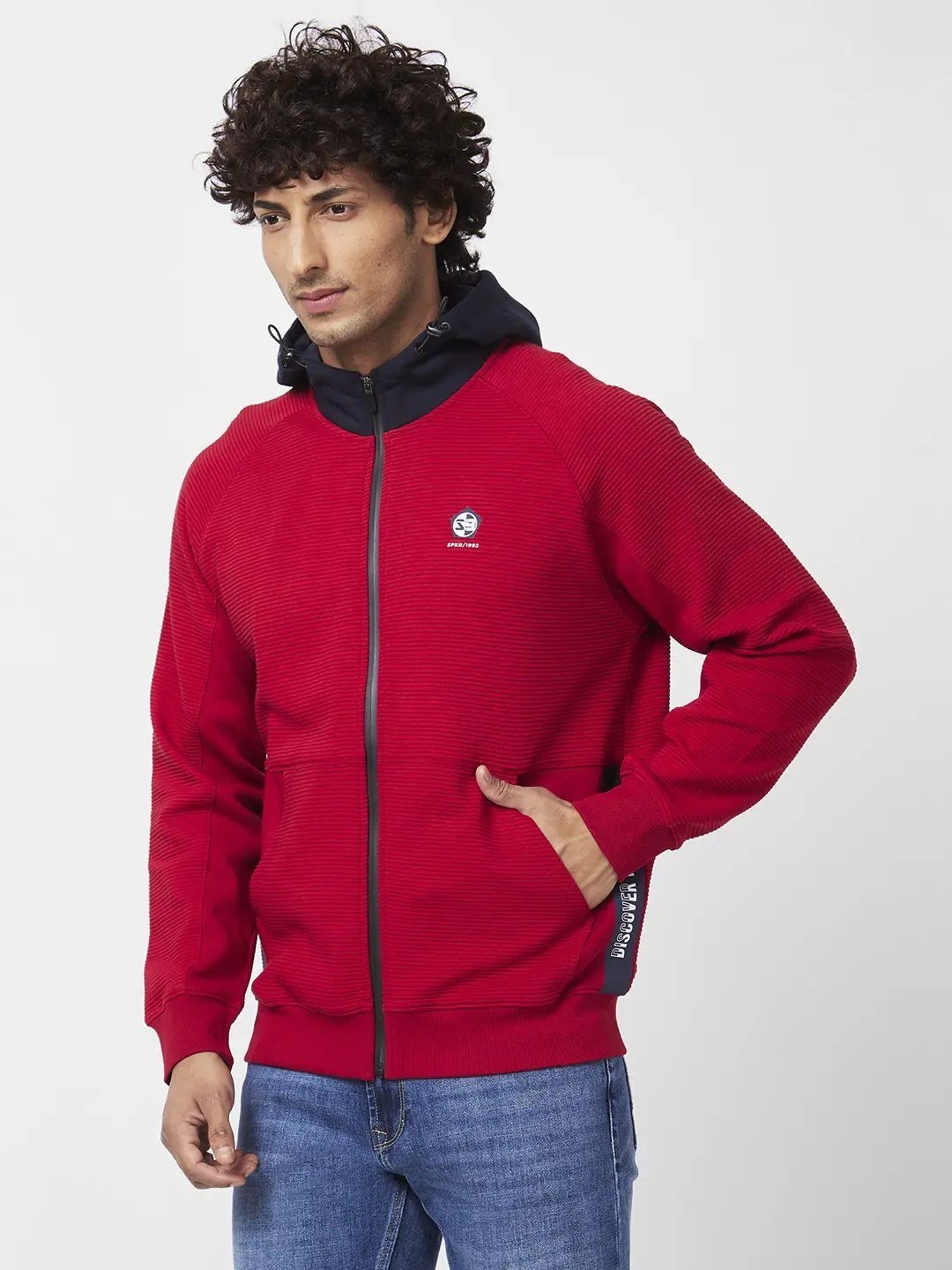 Spykar Red Slim Fit Sweatshirt