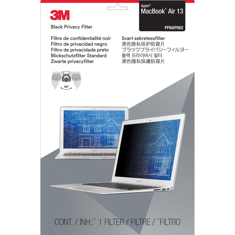 3M Data Products Blackout Frameless Privacy Filter For 13" Widescreen Macbook Air 16:10 PFMA13