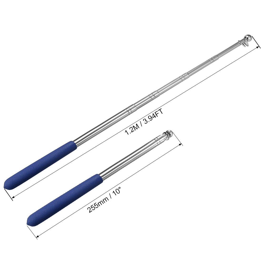 3.94ft/1.2M,Telescopic Handheld Flagpoles,Stainless Steel,Telescopic Guide Flag Pole,Teaching Pointer,for Tour Guides and Teachers,Blue