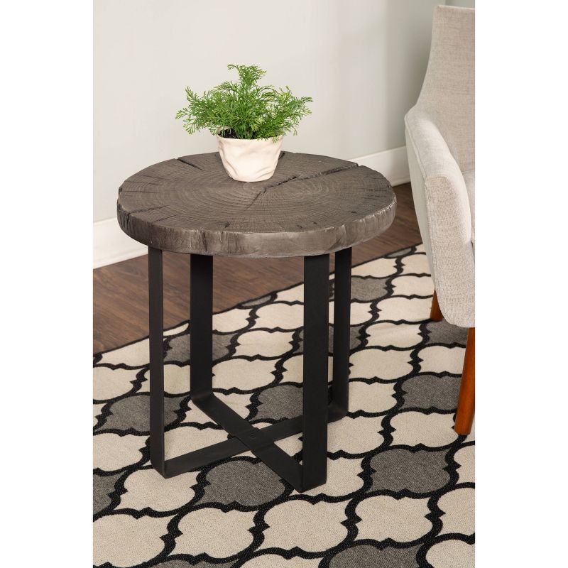 Lockwood Mixed Material Side Table Gray - Powell Company