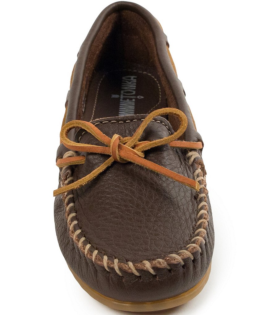 Minnetonka Boat Textured Leather Moccasins