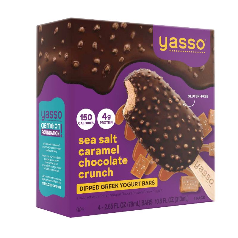 Yasso Frozen Greek Yogurt Indulgent Caramel Dark Chocolate Crunch - 4ct