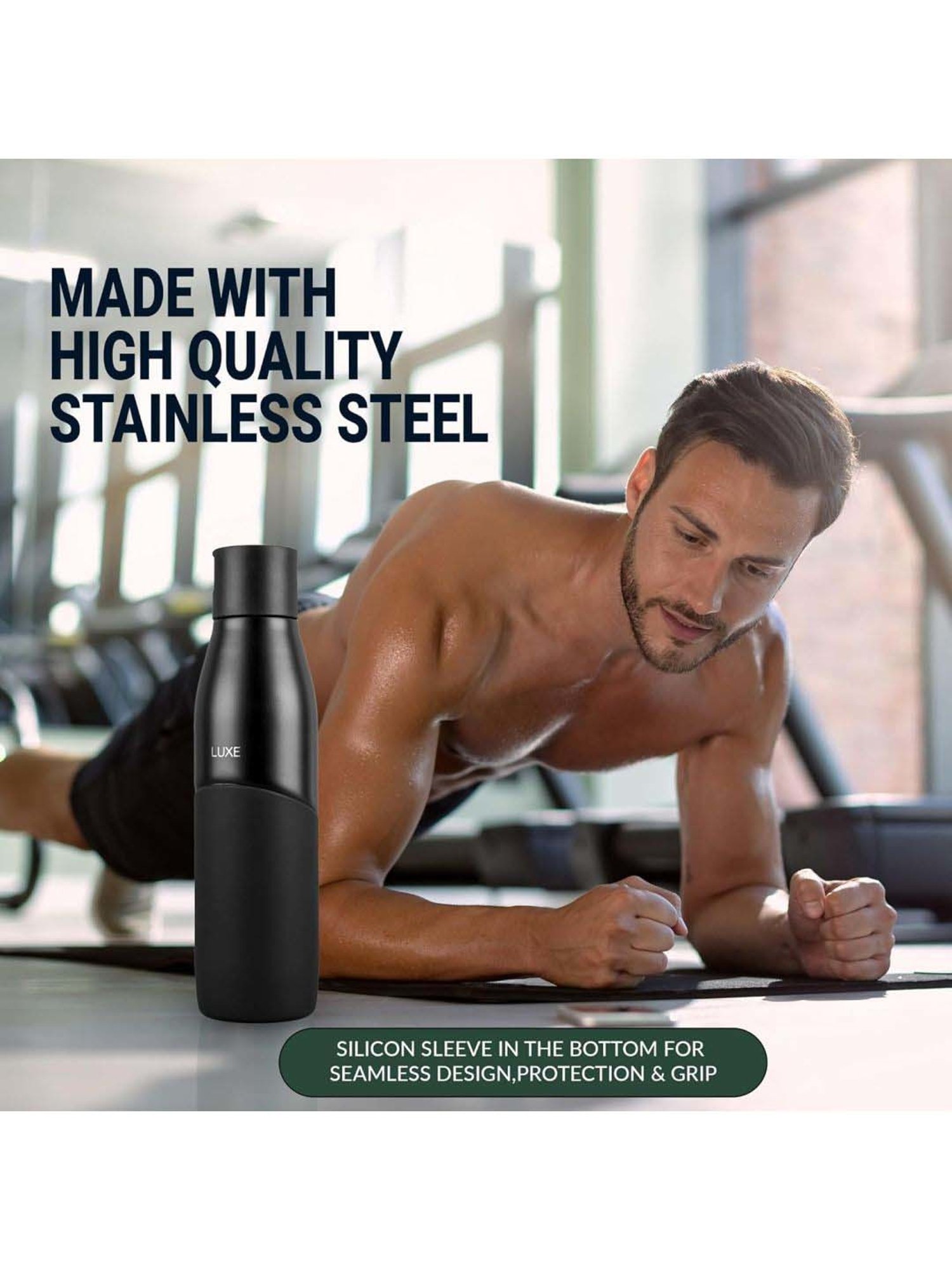 Pigeon Black Stainless Steel Luxe Thermos Flask With Straw (0.75 L)