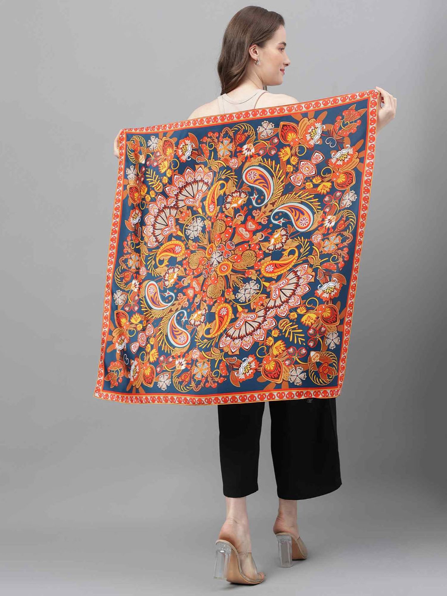 Tossido Blue Printed Scarf & Bag Scarf Set