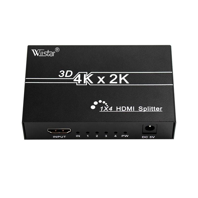 4 Port HDMI Splitter 1X4 Support 1.4 3D Full HD 1080p Video HDMI 1 in 4 out Display for DVD PS3 PC to Monitor HDTV Projector