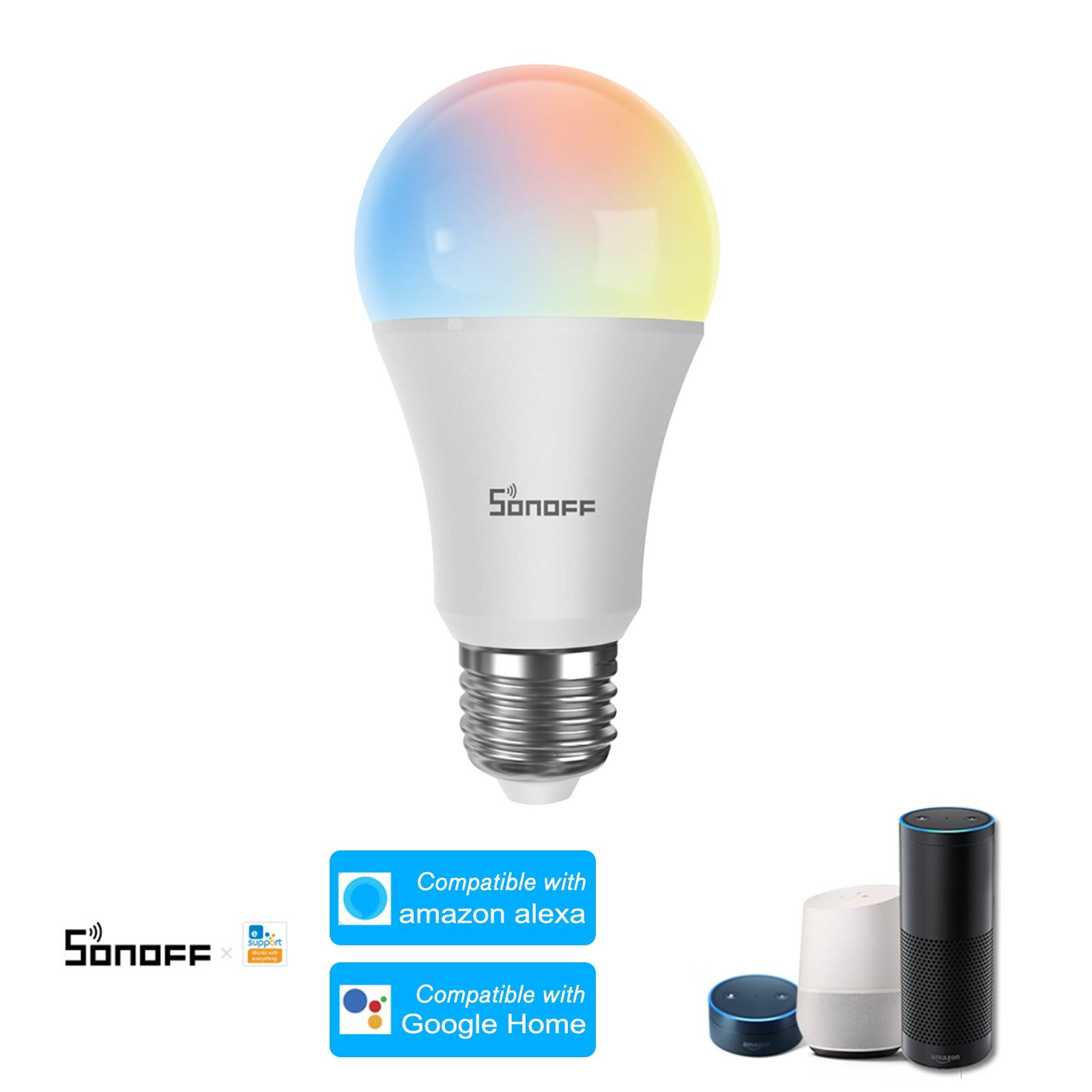 SONOFF B05-B-A60 Itead 12W WiFi Smart Light Bulb E27 LED Lamp RGB Colorful Light Compatible with Alexa/Google Home for Voice Control Dimmable Timer Function Bulb