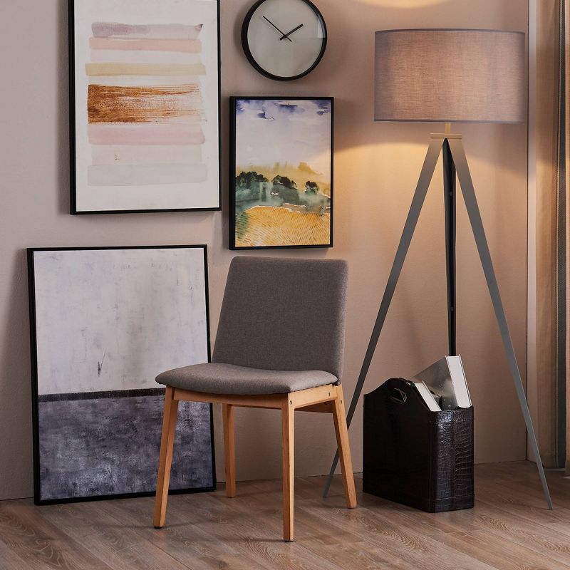 Wilson Chair with Wood Leg Gray Fabric/Natural Wood Finish - Versanora