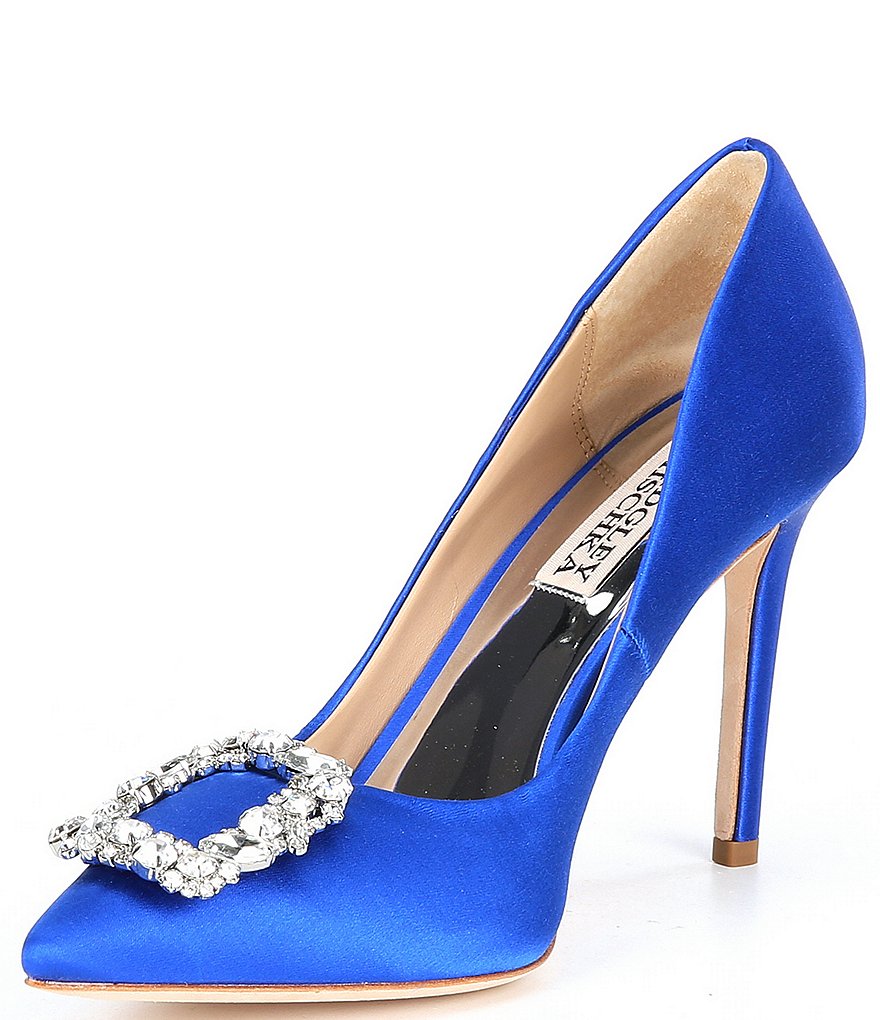 Badgley Mischka Cher Satin Brooch Embellished Stiletto Pumps