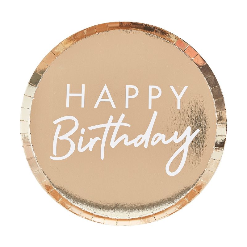 Foiled 'Happy Birthday' Decorative Plate Bronze