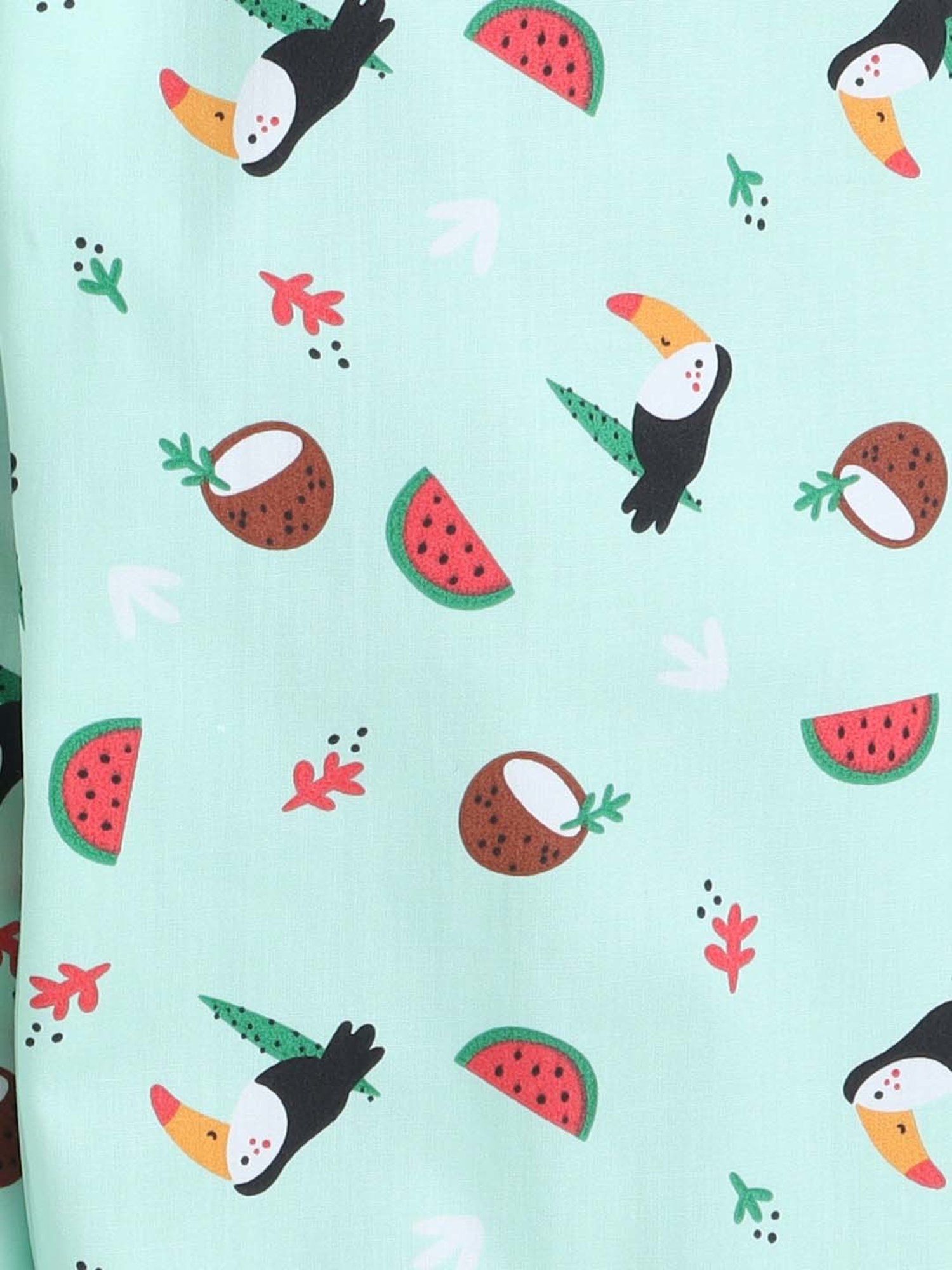 The Magic Wand Girls Mint Green Cotton Printed Full Sleeves Shirt Set