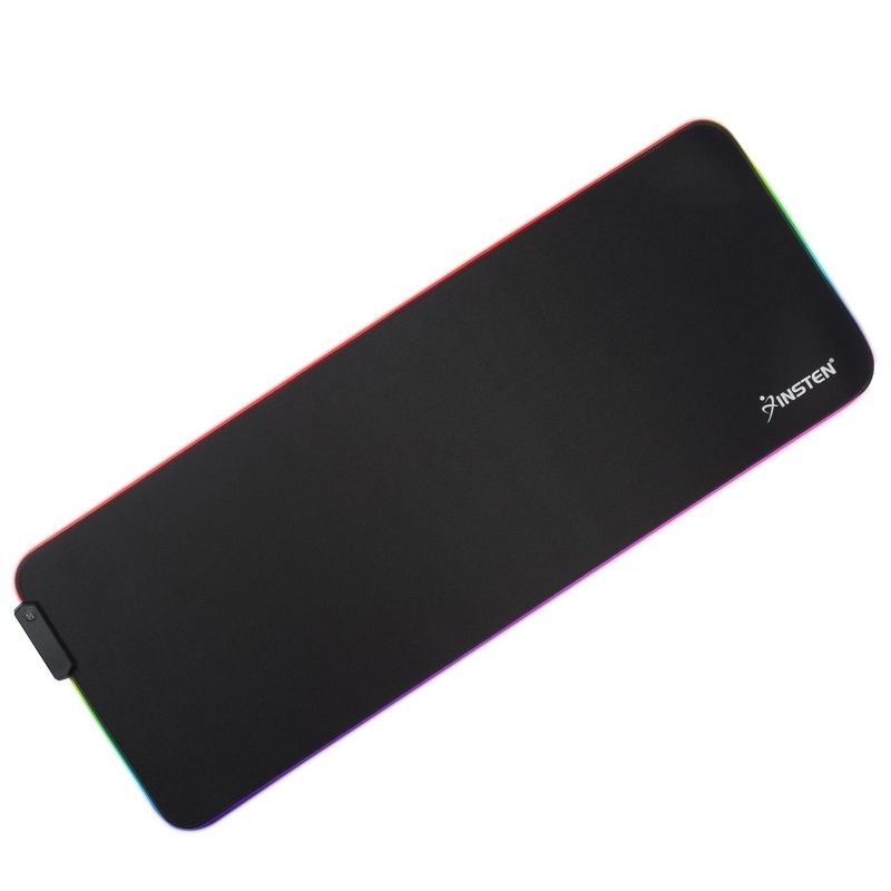 INSTEN - Gaming RGB LED Mouse Pad Extra Large Extended, Gaming Smooth Surface with Anti-Slip Rubber Base, fits with Optical, Laser Mouse