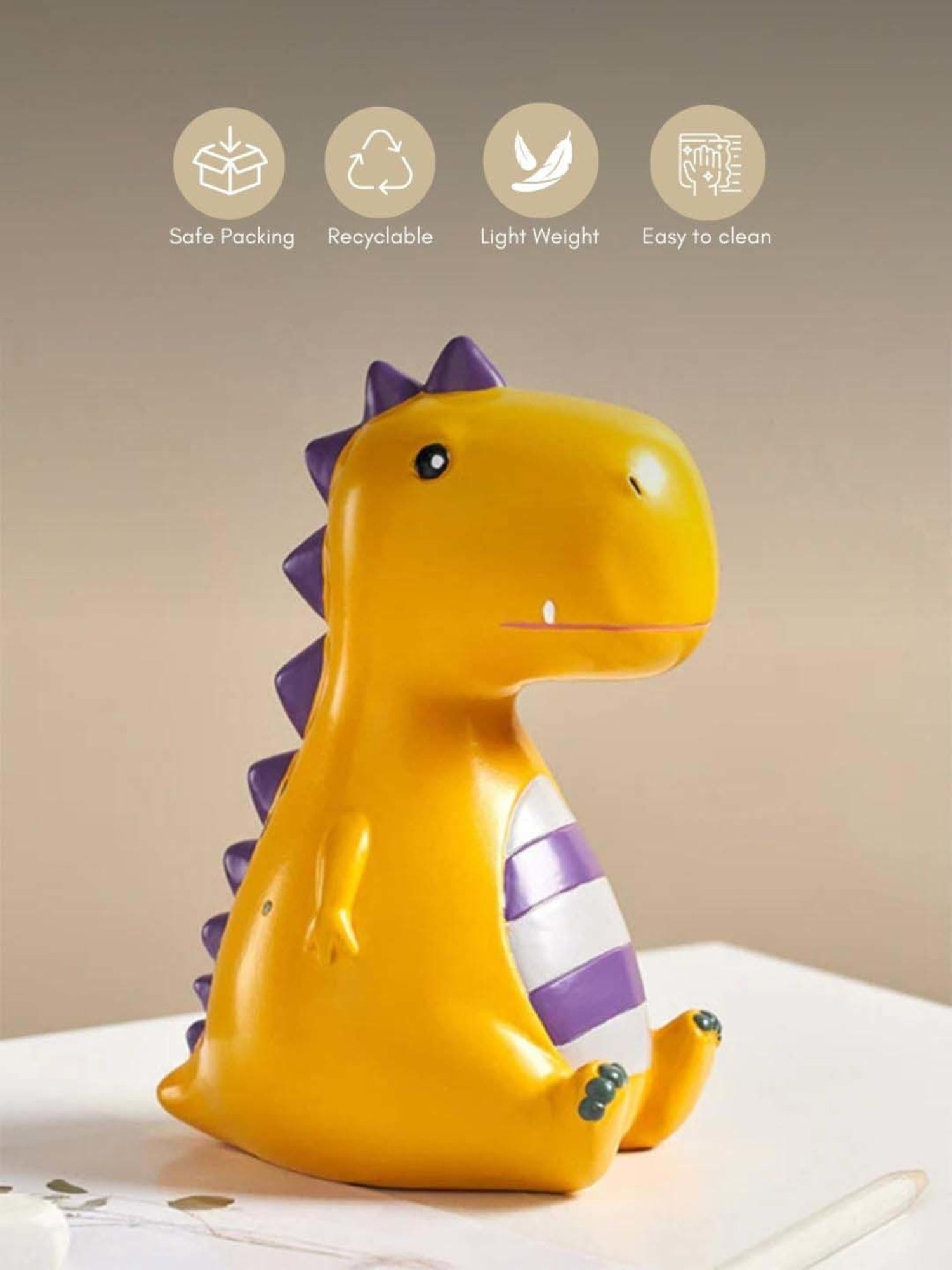 Nestasia Yellow & Purple Resin Made Dinosaurs Showpiece For Home Decoration I Perfect For Kids