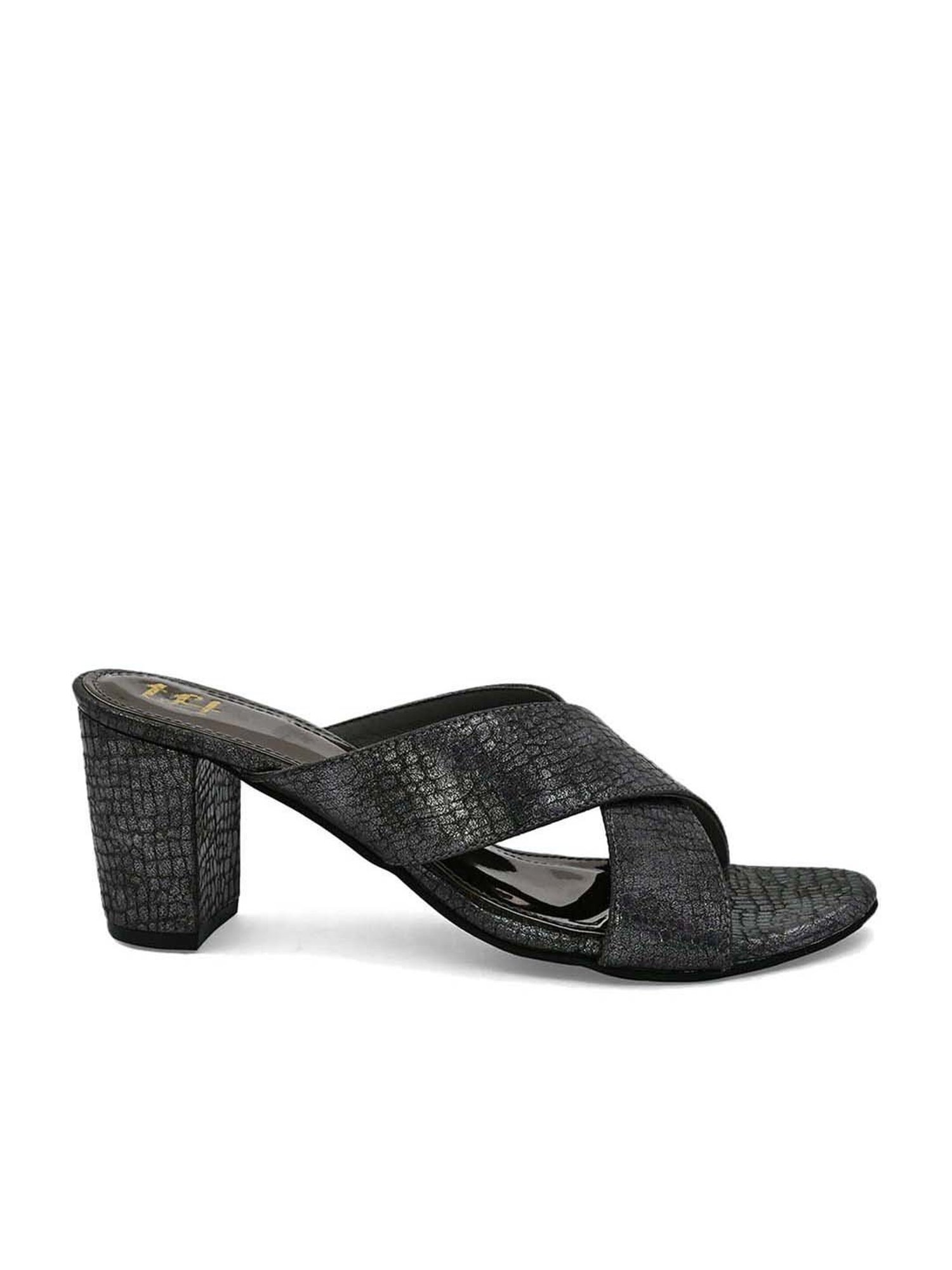 Hydes N Hues Women's Charcoal Black Cross Strap Sandals