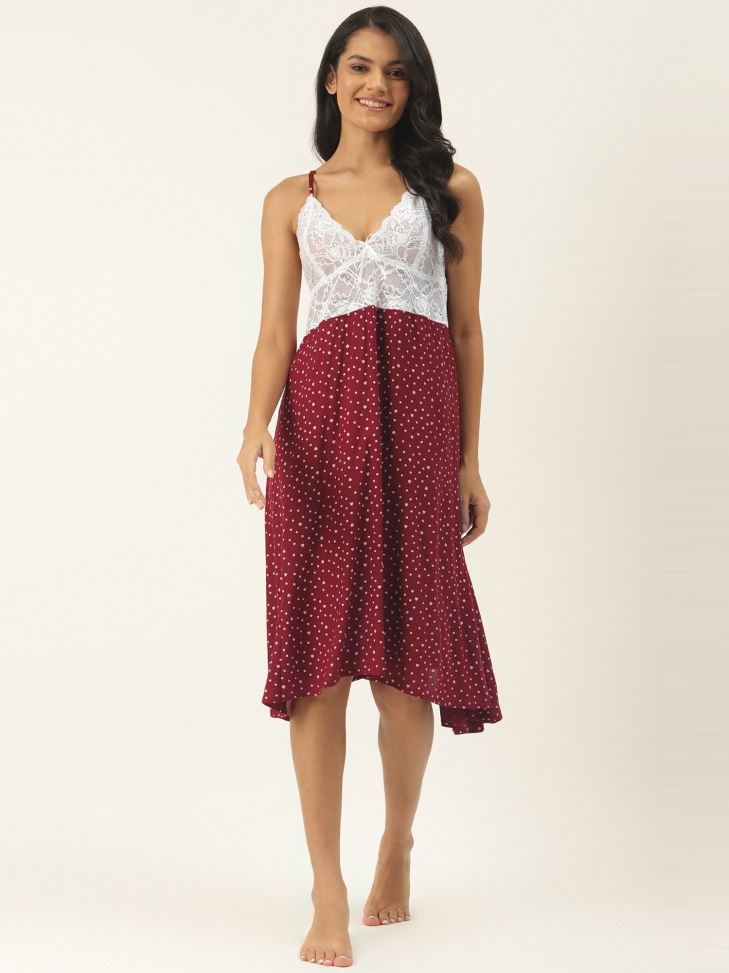 Ms.Lingies Maroon Printed Chemise