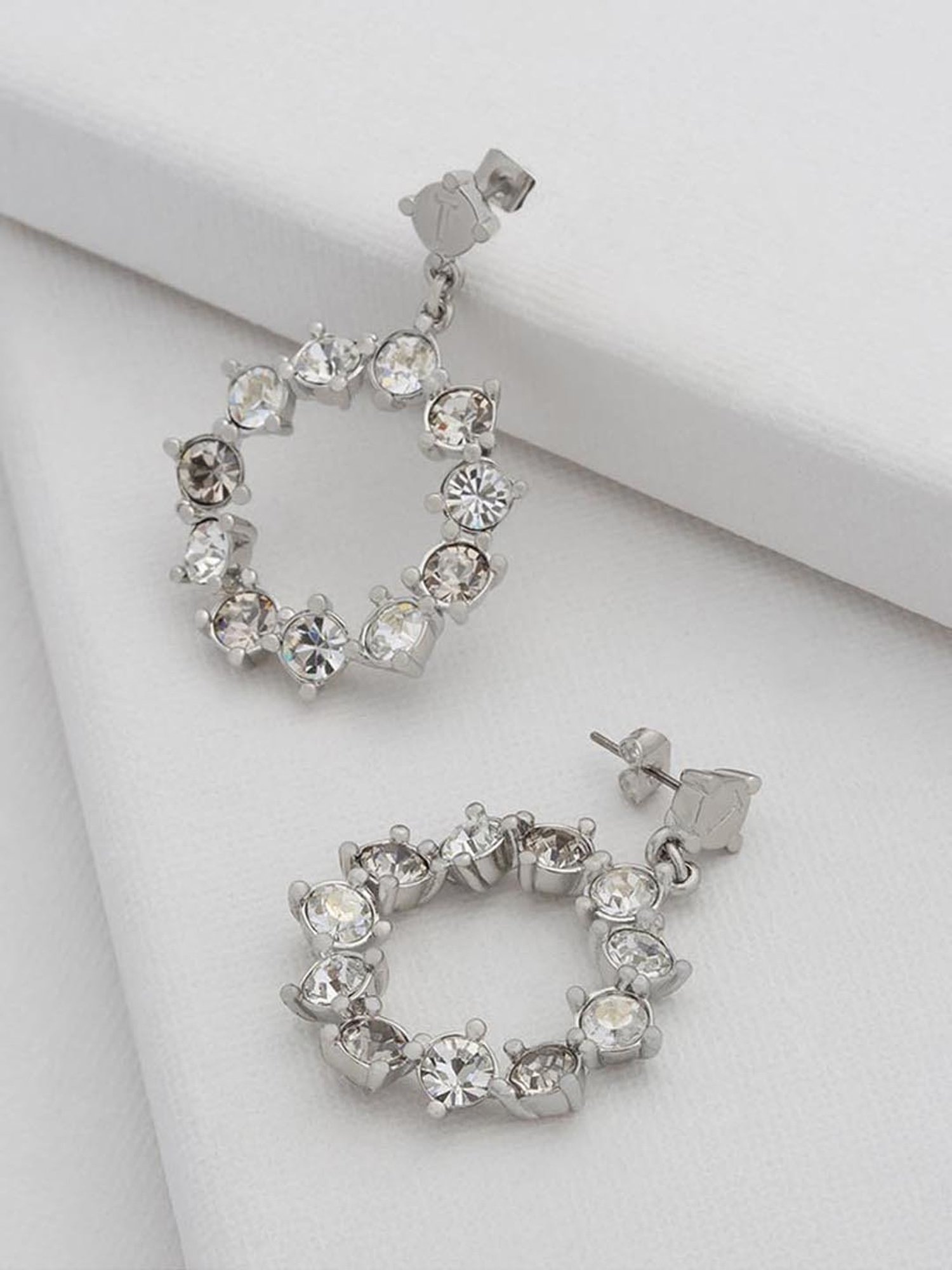 Ted Baker Silver Crissty Large Crystal Drop Earrings