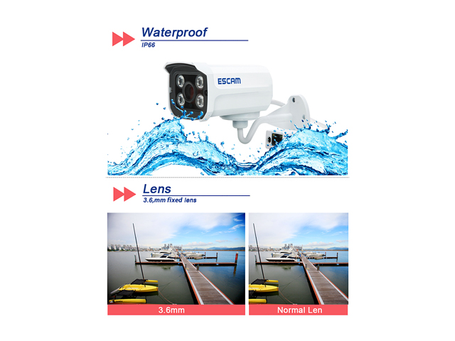 Escam Brick QD300 ONVIF HD 1080P P2P Cloud IR Security IP Camera POE IP66 Waterproof Upgraded Version - 1080P