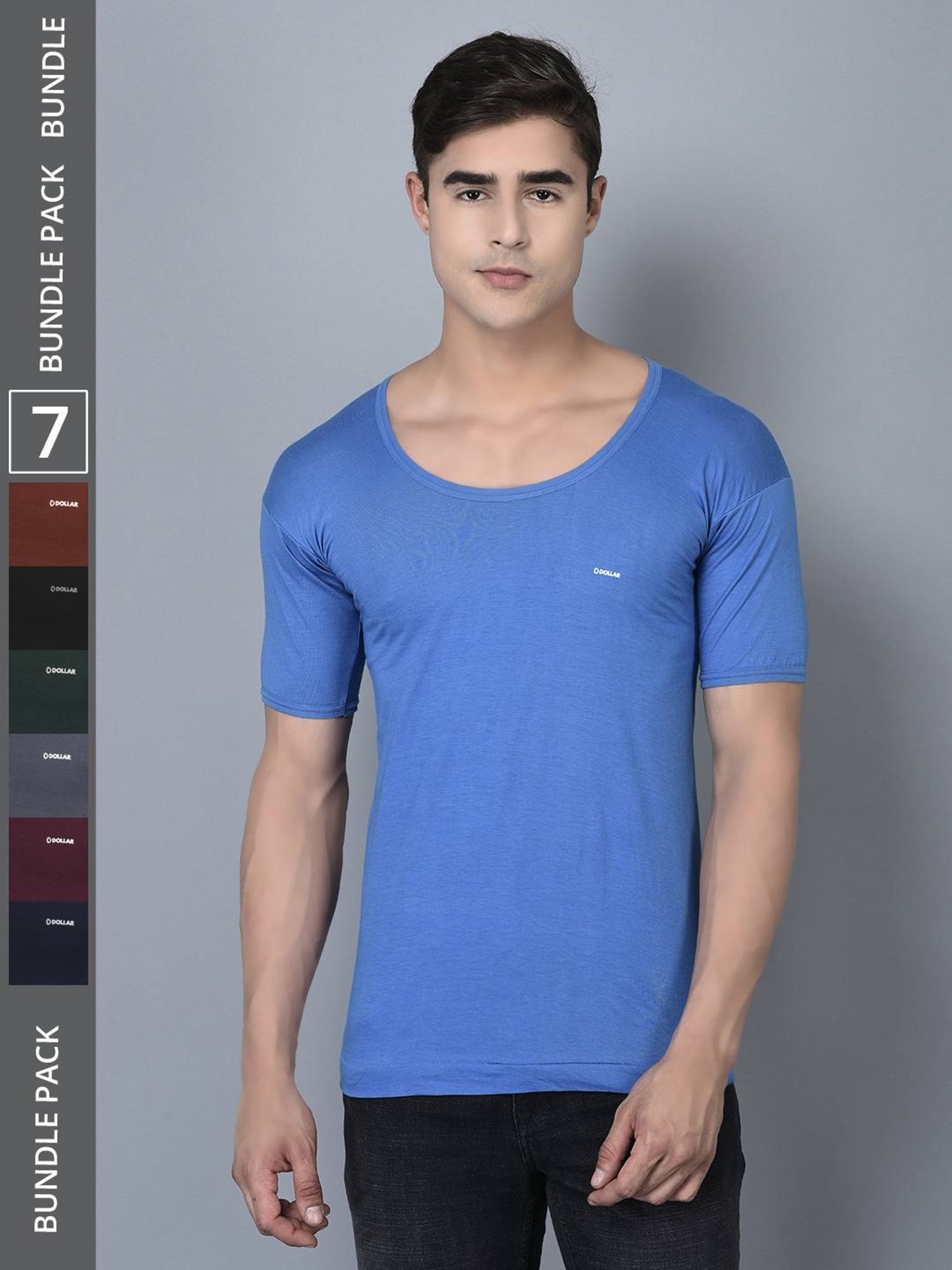 Dollar Bigboss Assorted Cotton Regular Fit Vest - Pack Of 7