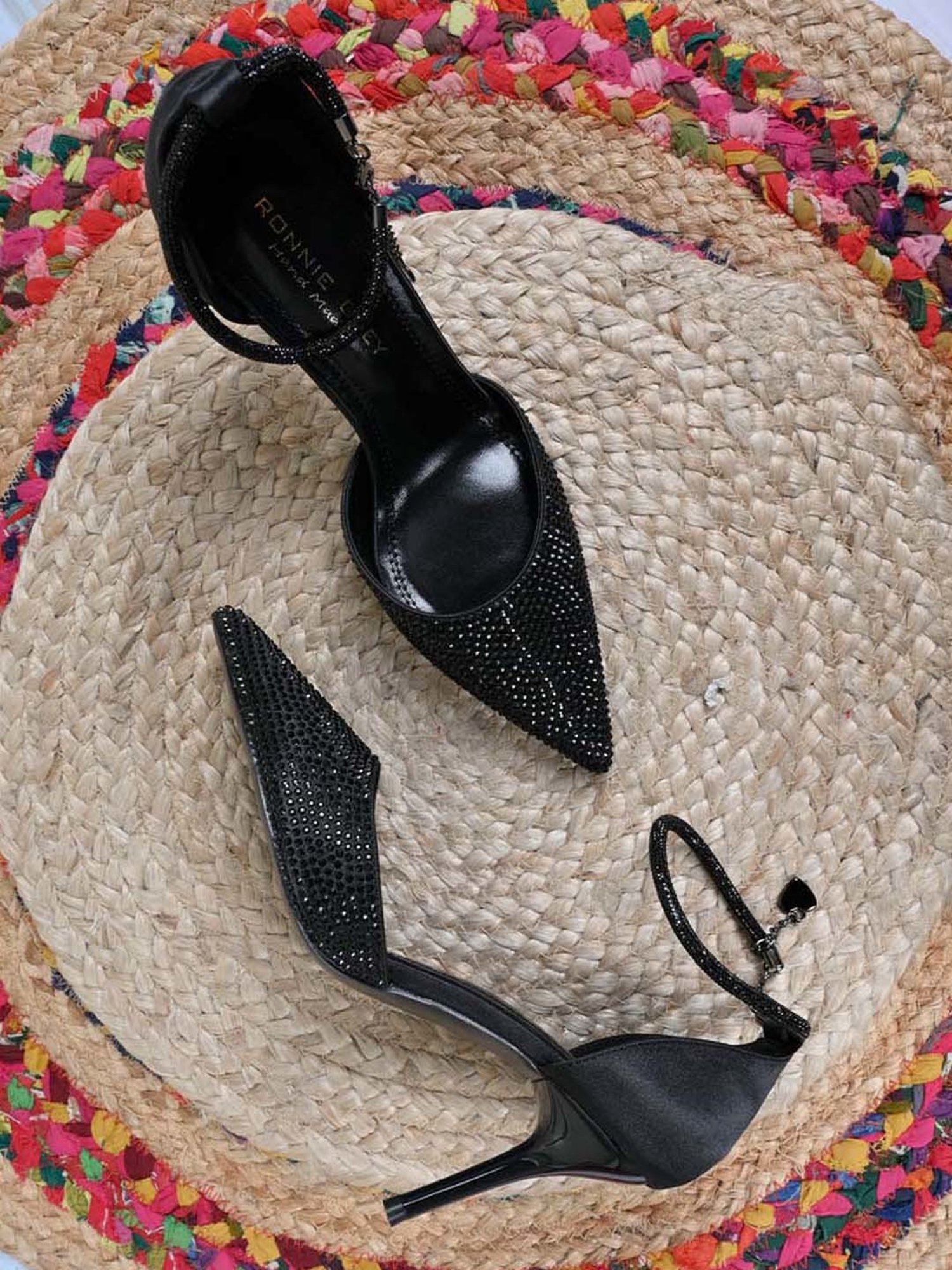 Ronnie Grey Women's Black Ankle Strap Stilettos