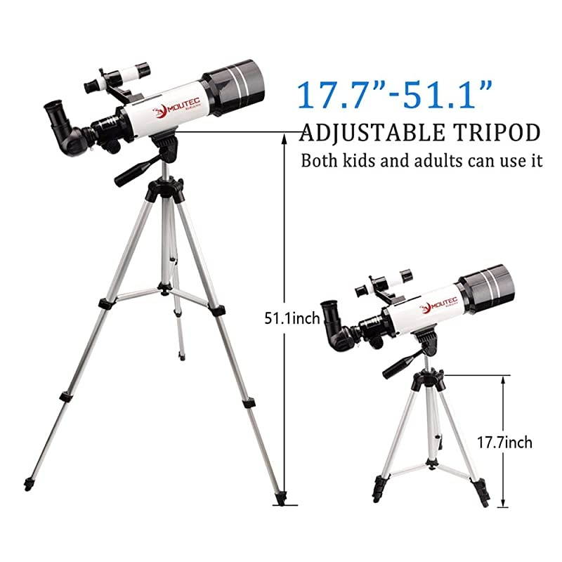 Telescope for Kids and Beginners with Backpack Smartphone Adapter Portable Astronomical Travel Telescope 70mm Refractor Great Astronomy Gift for Kids to Explore Moon Space
