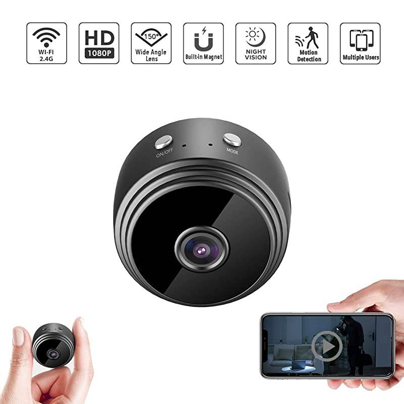 Hidden Spy Camera WiFi Small Wireless Video Camera Full HD 1080P Night Vision Motion Sensor Support SD Card for iPhone Android Video Detection Security Nanny Surveillance Cam