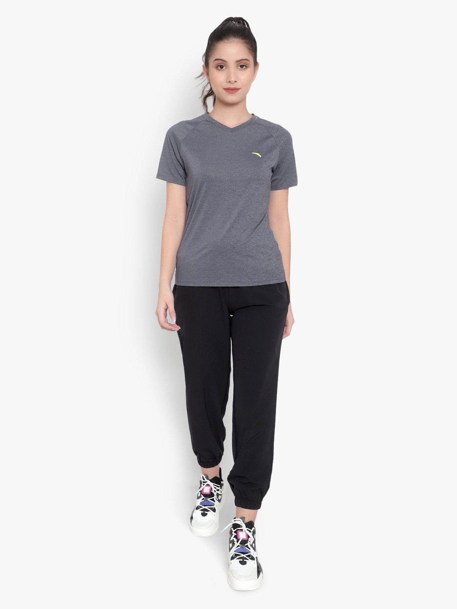 Anta Grey Regular Fit Sports T-Shirt