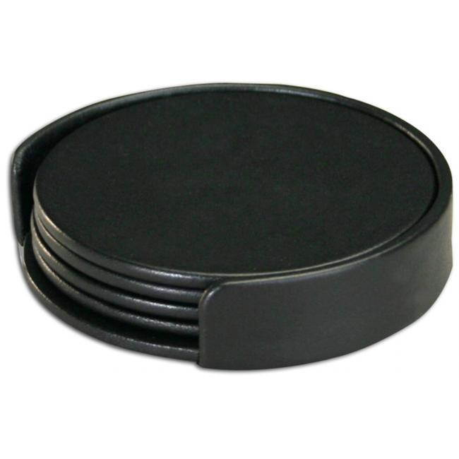 a1045-classic-black-leather-round-coaster-set