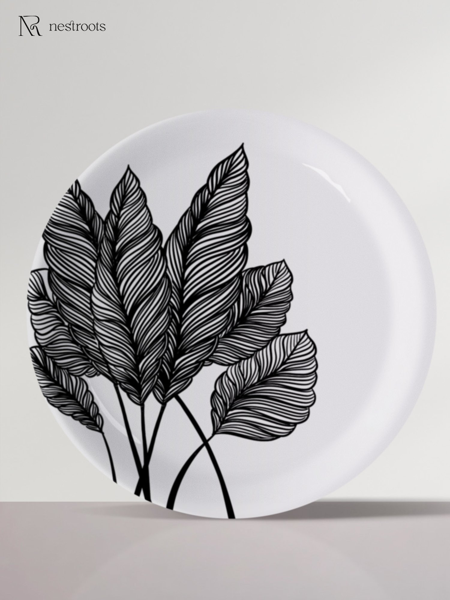 Nestroots Storytelling Strokes Black & White Porcelain&iquest;Decorative Wall Plate