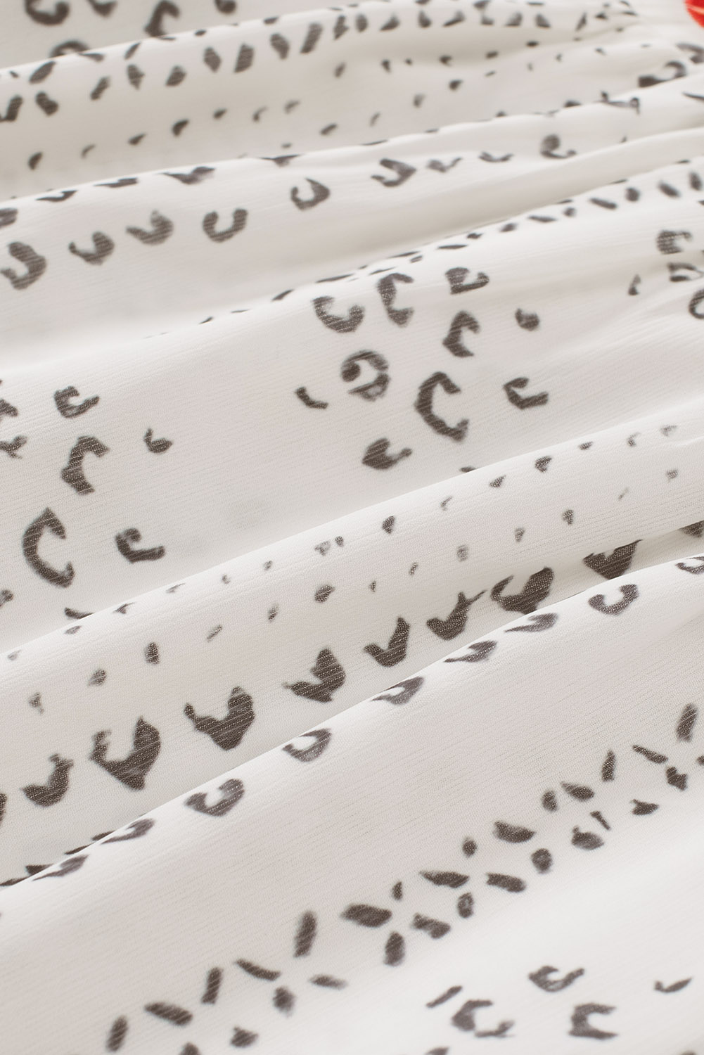 One World Apparel Jacquard Square Neck Short Sleeve Ivory Multi Floral Print Top