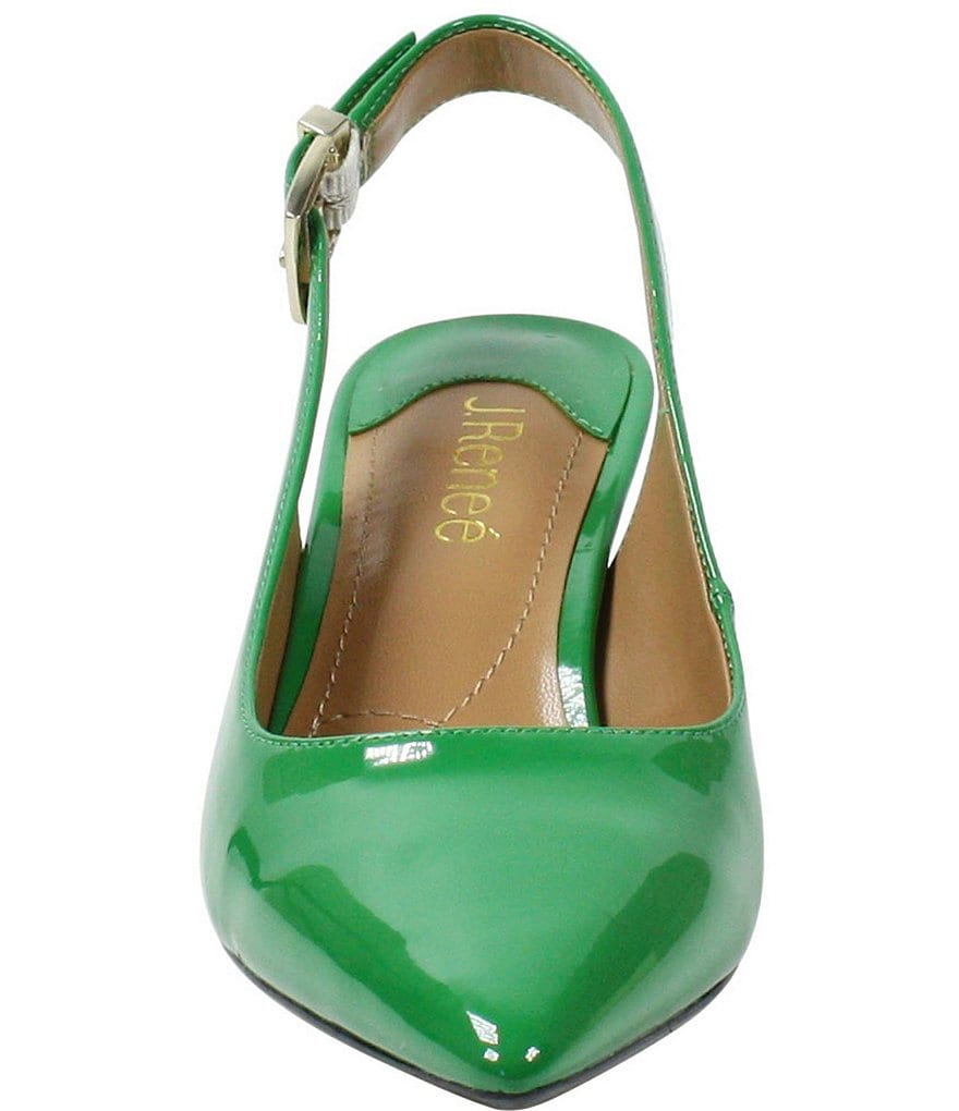 J. Renee Mayetta Patent Embossed Heel Sling Pumps