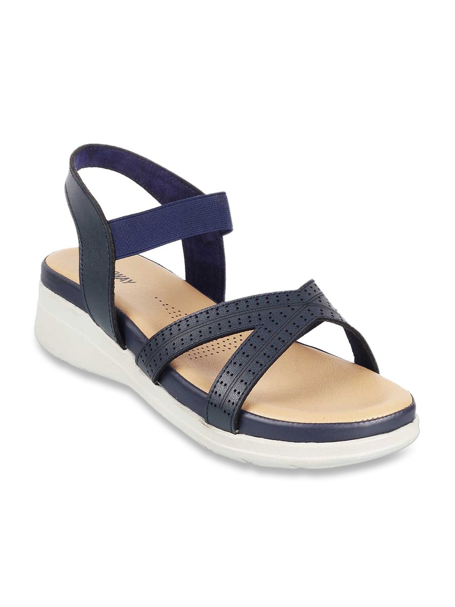 Walkway Women's Navy Cross Strap Wedges