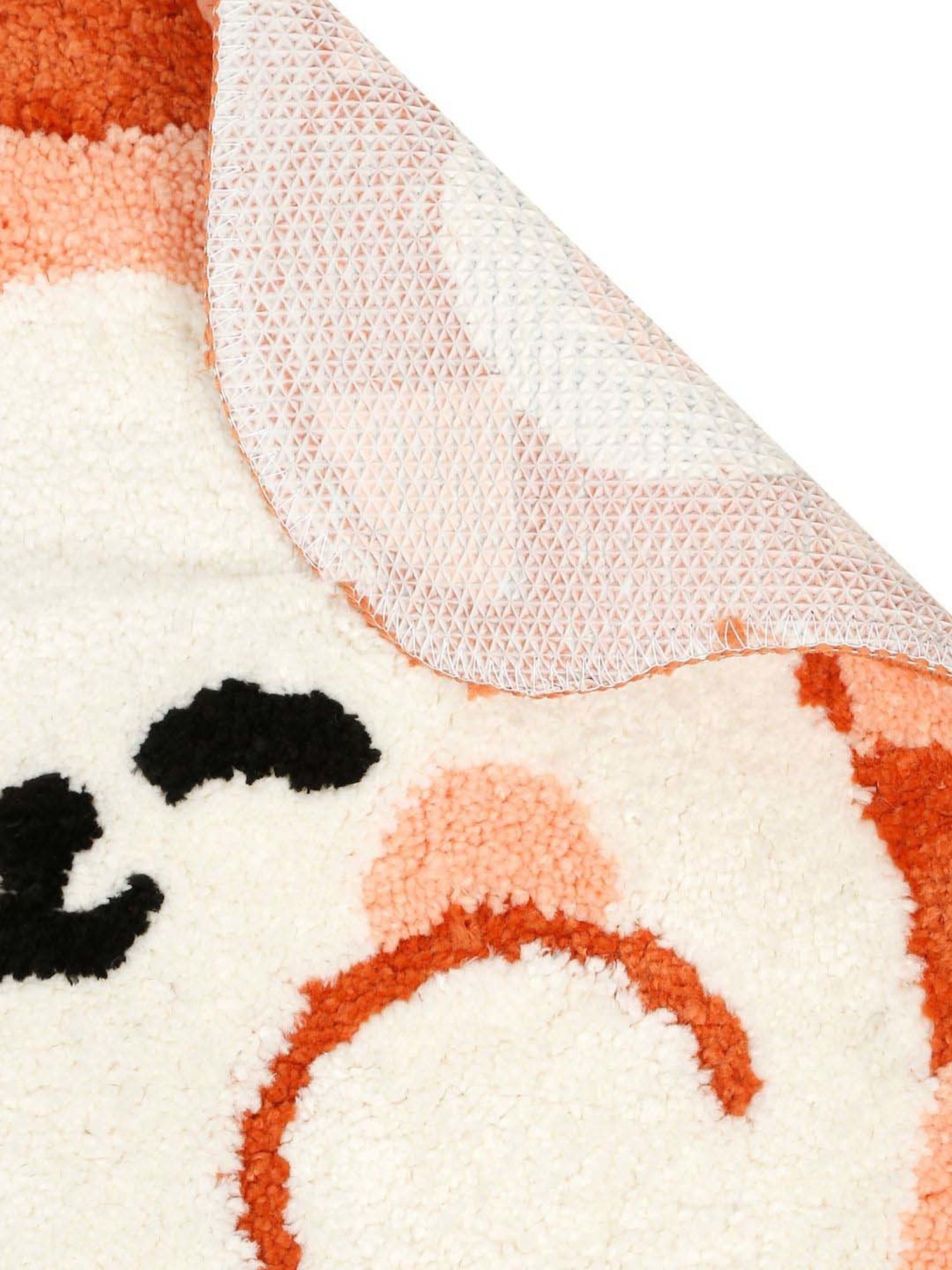 Hosta Homes Orange & White Cotton Water Absorbent Anti Skid Multipurpose Mat