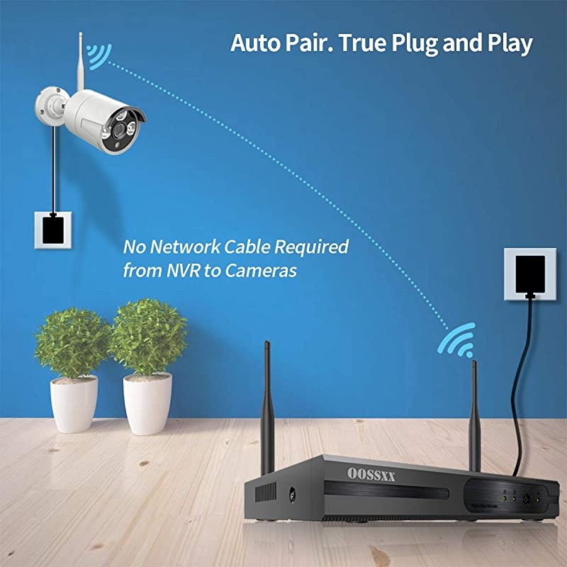 Days Storage&Expandable 8CH]Wireless NVR Security Camera System Outdoor With 2TB Hard Drive ,Wireless CCTV Video Surveillance Wifi Camera Systems With DVR,4Pcs 1080P Wireless IP Cameras with Audio