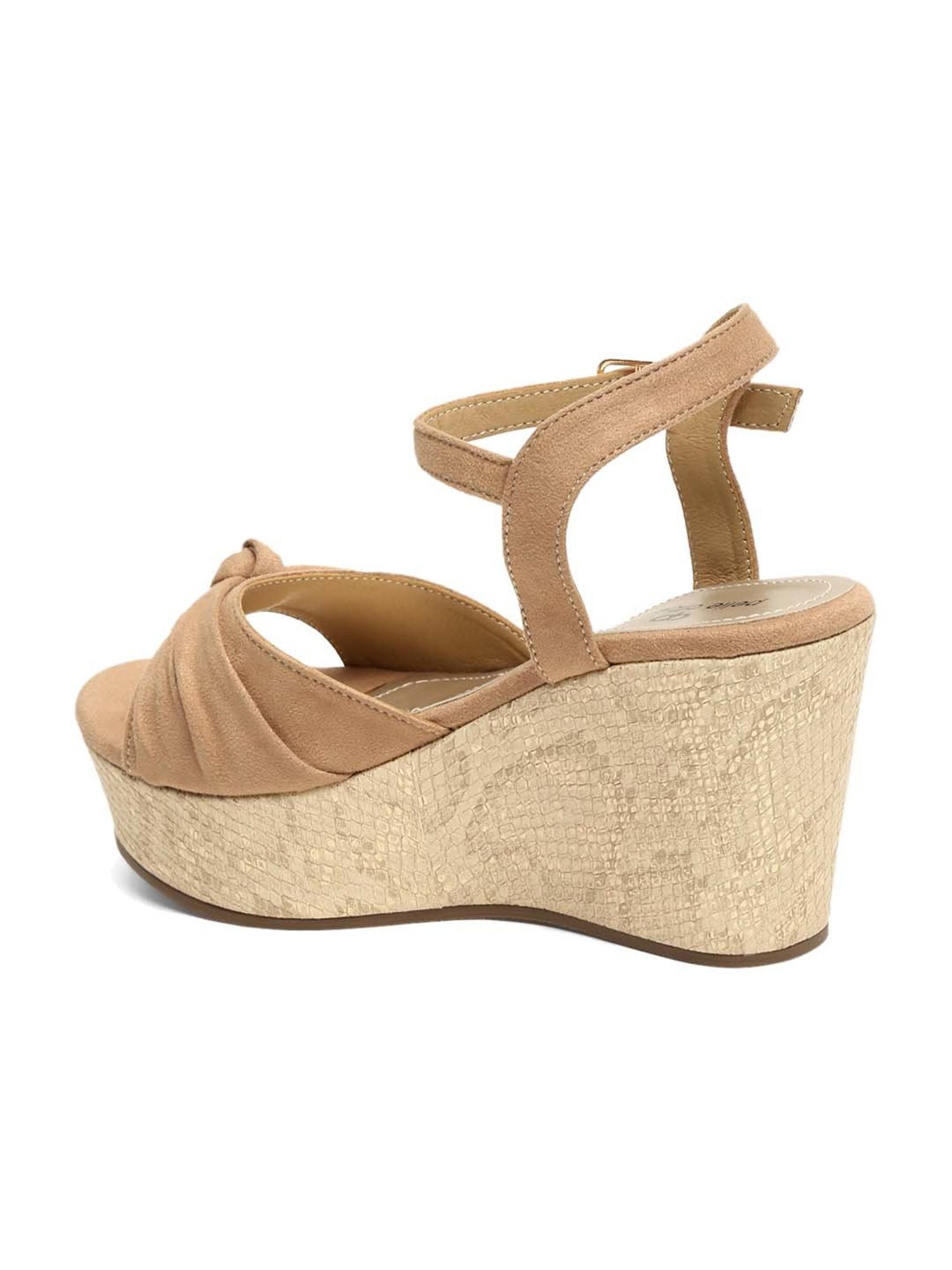 Pelle Albero Women's Beige Ankle Strap Wedges