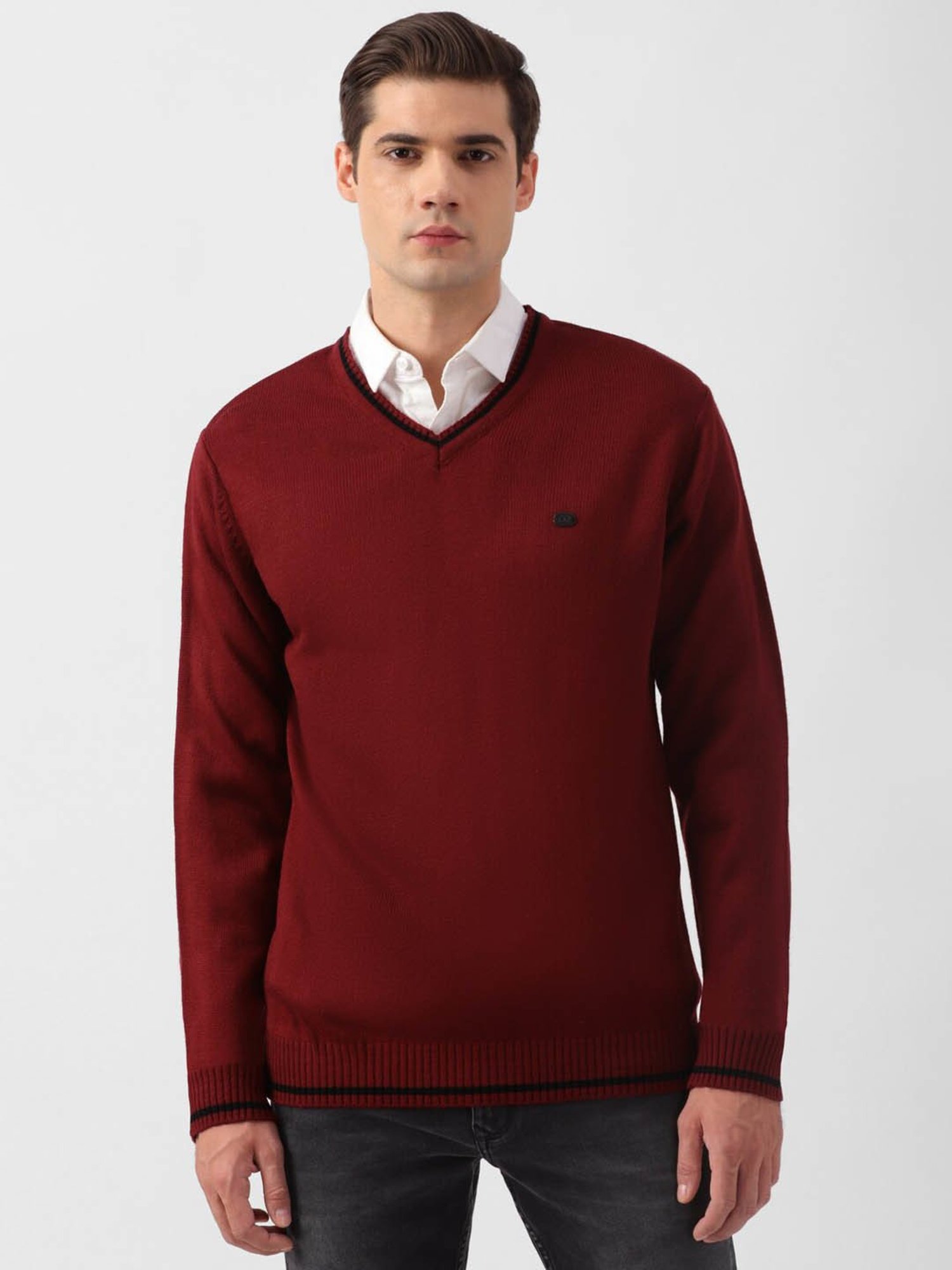Peter England Casuals Maroon Regular Fit Sweater