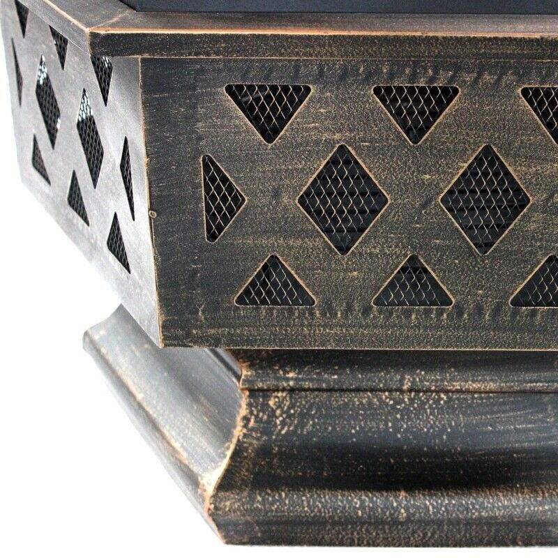 ALEKO Hex Shaped Steel Fire Pit Distressed Bronze 24 Inches Diameter