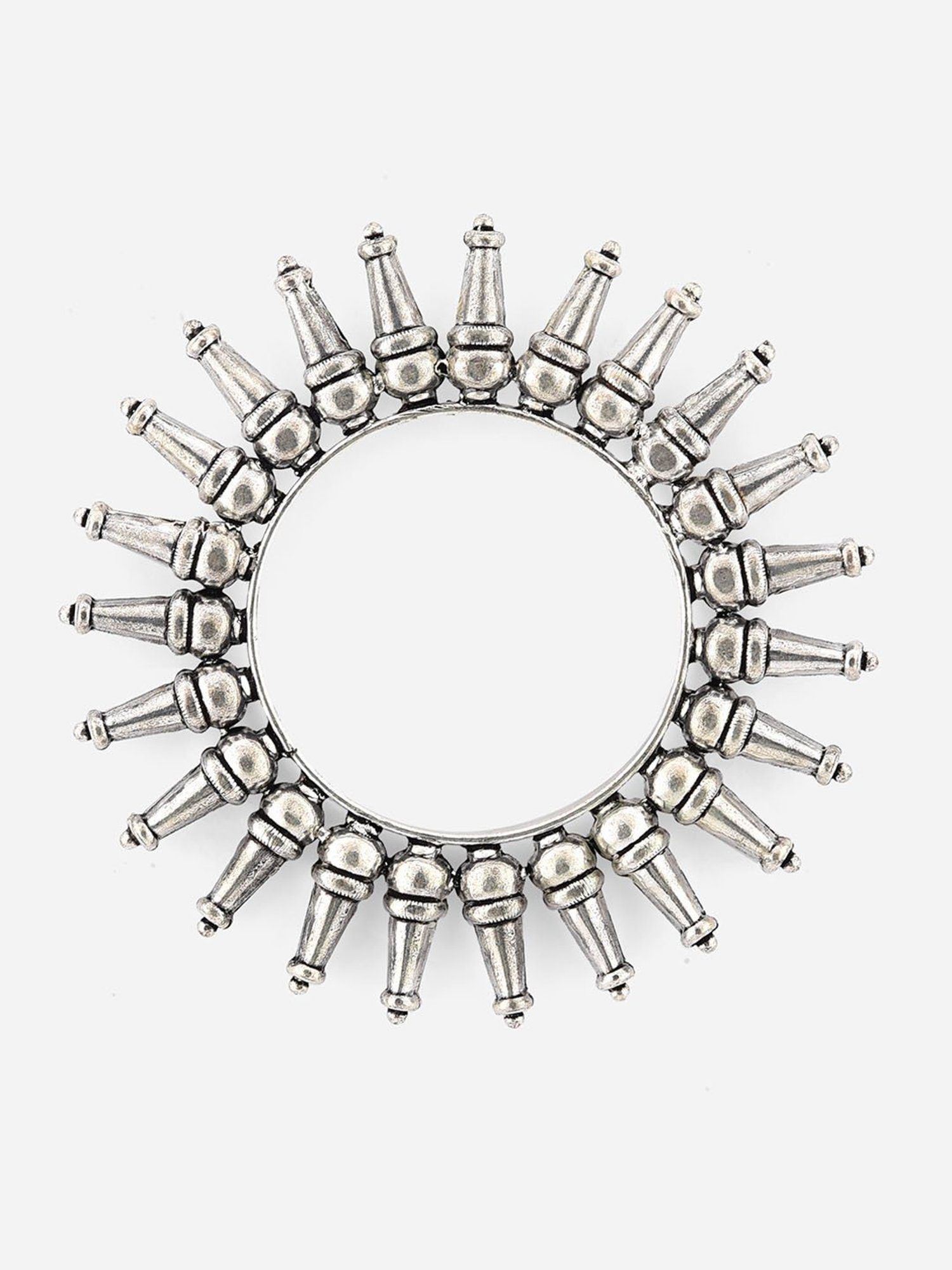 Fida Silver-Plated Oxidised Tribal Kada Bangle for Women