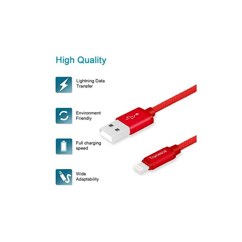 Dual USB Wall Charger and 6ft Charging Cable Red
