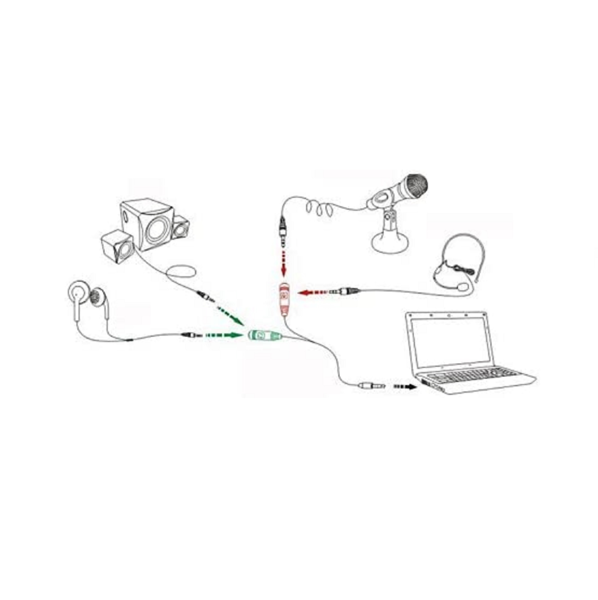 KOKKIA MicAudio_Splitter : 3.5mm 4-pole audio/microphone to 2 separate 3.5mm headphone, microphone