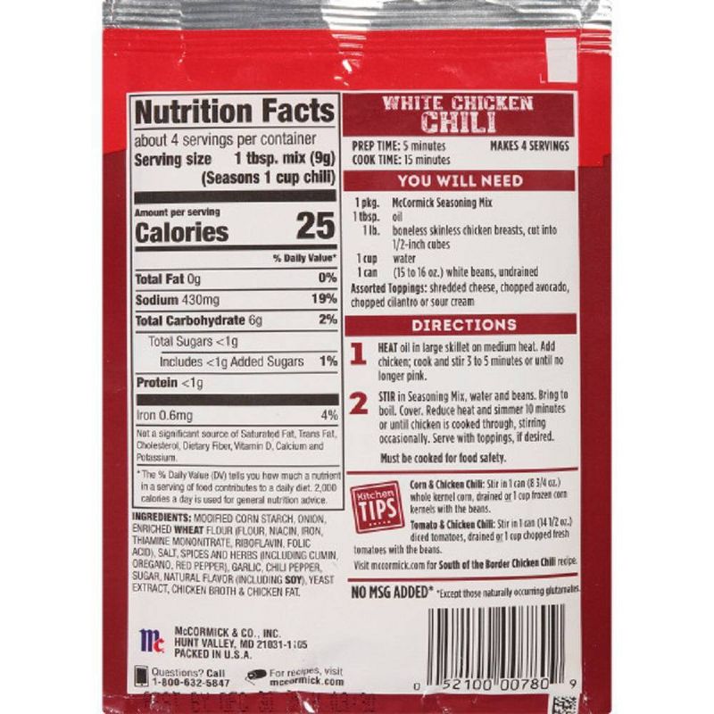 McCormick White Chicken Chili Seasoning Mix - 1.25oz